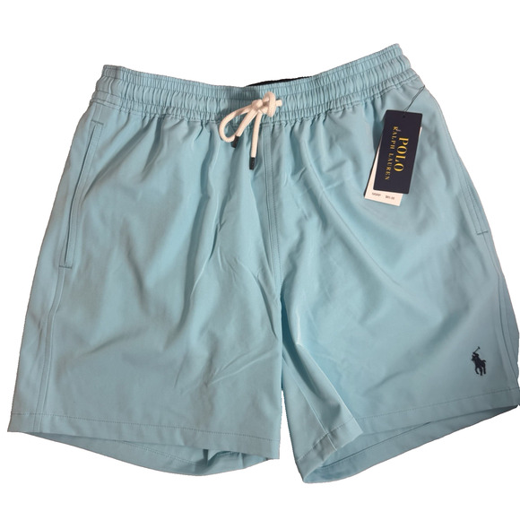 Polo Ralph Lauren Men's Small Blue Solid Polo Swim Trunks - Picture 1 of 10